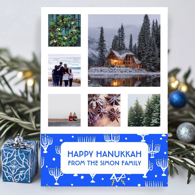 HANUKKAH CUSTOM PHOTO Menorahs Stars Holiday Card (HANUKKAH CUSTOM PHOTO Menorahs Stars Modern Holiday Card
)