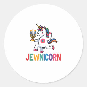 Hanukkah Dabbing Unicorn Jewnicorn Chanukah Jewish Classic Round Sticker