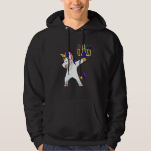 Hanukkah Dabbing Unicorn Jewnicorn Chanukah Jewish Hoodie