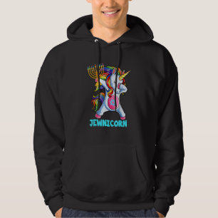 Hanukkah Dabbing Unicorn Jewnicorn Chanukah Jewish Hoodie