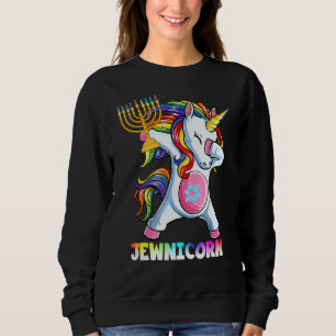 Hanukkah Dabbing Unicorn Jewnicorn Chanukah Jewish Sweatshirt