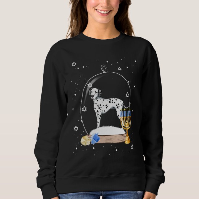Hanukkah Dalmatian Dog Snow Globe Pajama Sweatshirt (Front)