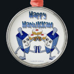 Hanukkah Dancing Dreidels and Jelly Donuts Metal Tree Decoration<br><div class="desc">You are viewing The Lee Hiller Designs Collection of Home and Office Decor,  Apparel,  Gifts and Collectibles. The Designs include Lee Hiller Photography and Mixed Media Digital Art Collection. You can view her Nature photography at http://HikeOurPlanet.com/ and follow her hiking blog within Hot Springs National Park.</div>