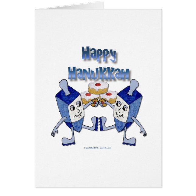 Hanukkah Dancing Dreidels and Jelly Doughnuts (Front)