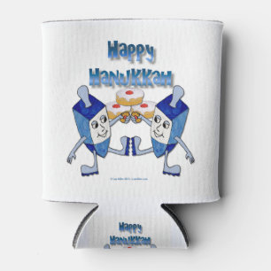 Hanukkah Dancing Dreidels and Jelly Doughnuts Can Cooler