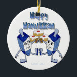 Hanukkah Dancing Dreidels and Jelly Doughnuts Ceramic Tree Decoration<br><div class="desc">You are viewing The Lee Hiller Designs Collection of Home and Office Decor,  Apparel,  Gifts and Collectibles. The Designs include Lee Hiller Photography and Mixed Media Digital Art Collection. You can view her Nature photography at http://HikeOurPlanet.com/ and follow her hiking blog within Hot Springs National Park.</div>