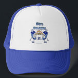 Hanukkah Dancing Dreidels and Jelly Doughnuts Trucker Hat<br><div class="desc">You are viewing The Lee Hiller Designs Collection of Home and Office Decor,  Apparel,  Gifts and Collectibles. The Designs include Lee Hiller Photography and Mixed Media Digital Art Collection. You can view her Nature photography at http://HikeOurPlanet.com/ and follow her hiking blog within Hot Springs National Park.</div>
