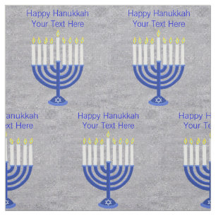 Hanukkah Dark Blue Menorah Faux Silver Crafts Fabric