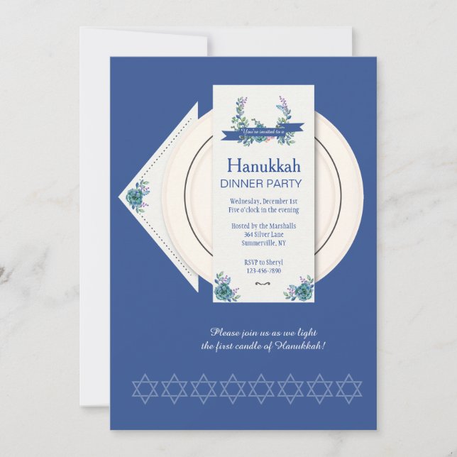 Hanukkah Dinner Party Invitation (Front)