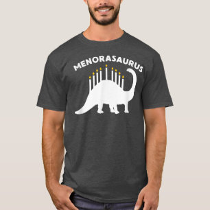 Hanukkah Dinosaur Menorasaurus Funny Jewish Bronto T-Shirt