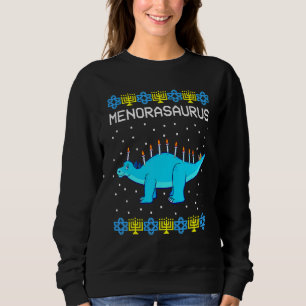 Hanukkah Dinosaur Menorasaurus Ugly Sweater   Dino