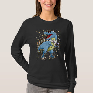 Hanukkah Dinosaur Stegosaurus Dino Menorah T-Shirt