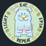 Hanukkah Dog Stickers "Light, Eat, Spin, Repeat"<br><div class="desc">Hanukkah/Chanukah Dog Holiday stickers, "Light, Eat, Spin, Repeat" Anyway I spell it, Chanukah is one of my favourite holidays. Have fun using these stickers as cake toppers, gift tags, favour bag closures, or whatever rocks your festivities! Thanks for stopping and shopping by! Your business is very much appreciated! Happy Hanukkah!...</div>