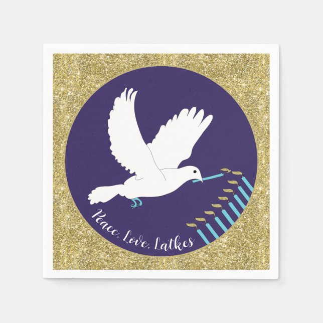 Hanukkah Dove Menorah Design Napkin (Front)