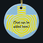 Hanukkah Dreidel/Blue/Yellow Circle Ornament<br><div class="desc">Hanukkah Dreidel/Blue/Yellow Circle Ornament. (2 sided) Personalise by deleting "Text can be added here" on front and back of ornament. Then using your favourite font colour, size and style, type in your own words. Thanks for stopping and shopping by. Much appreciated! Happy Chanukah/Hanukkah! Bring a lot more holiday cheer to...</div>