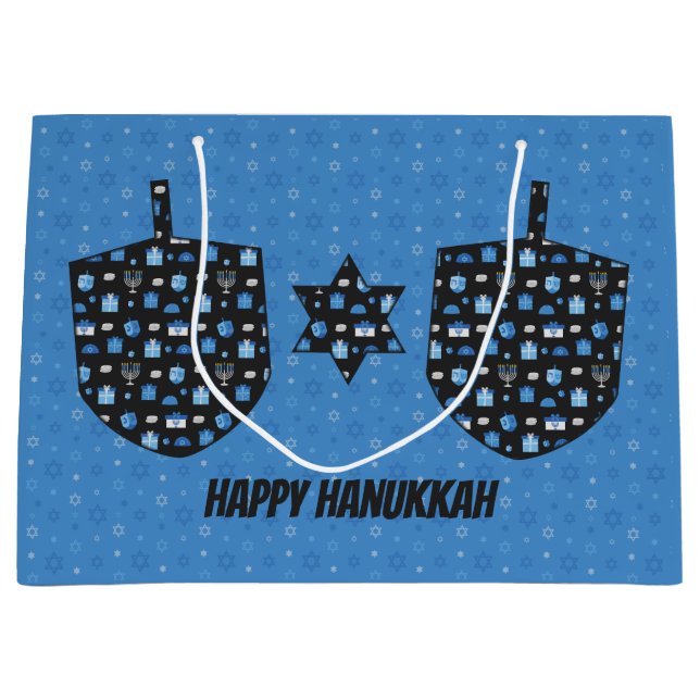 Hanukkah Dreidel Cutout Large Gift Bag (Front)