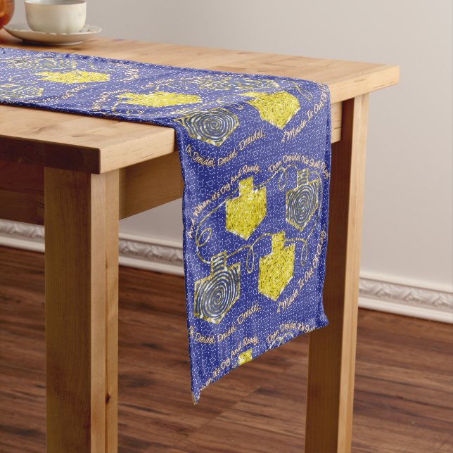 Hanukkah Dreidel Dreidel Dreidel Long Table Runner (In Situ)