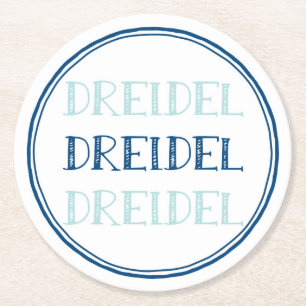 Hanukkah Dreidel Modern Round Paper Coaster