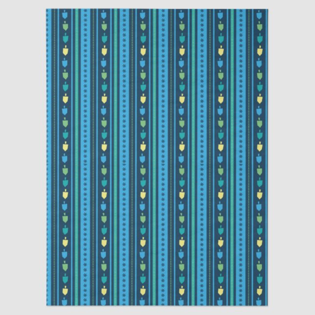 Hanukkah Dreidel Party Stripe Tissue Paper (Front)