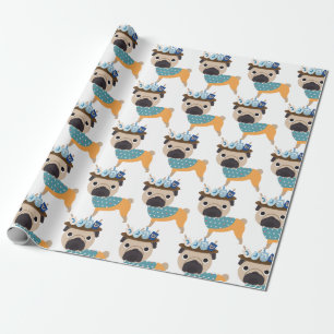 Hanukkah Dreidel Pug (customisable) Wrapping Paper