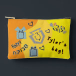 Hanukkah Dreidel Time Game Accessory Pouch<br><div class="desc">Hanukkah Dreidel Time Game Pouch. All design elements can be edited. Change editable text using your favourite font style, colour, and size. Fill your pouch with dreidels, and playing treats. Game on!!! Happy Hanukkah! Bag Type: Print Cut Sew Small Accessory Pouch Our pouches come in two sizes and can hold...</div>