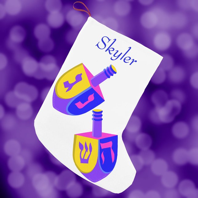 Hanukkah Dreidels Colourful Chrismukkah For Kids Small Christmas Stocking (Colorful dreidels are a fun option for interfaith families celebrating both Christmas and Hanukkah)