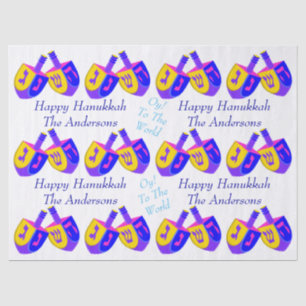 Hanukkah Dreidels Colourful Personalised Fun Kids Tissue Paper