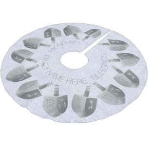 Hanukkah Dreidels Faux Silver Bling Chrismukkah Brushed Polyester Tree Skirt