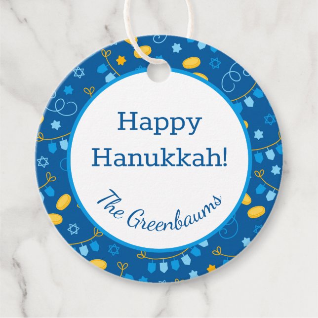Hanukkah Dreidels Gift Tag (Front)