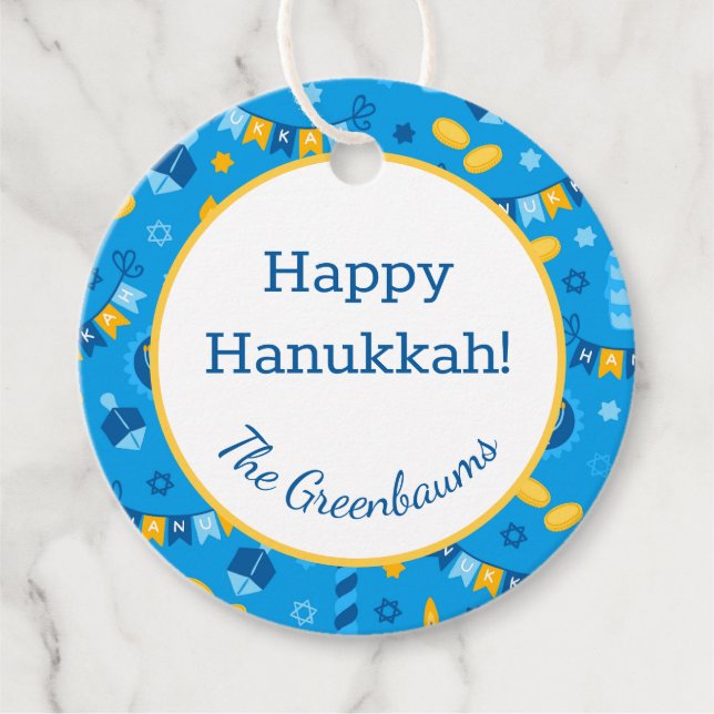 Hanukkah Dreidels Gift Tag (Front)