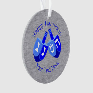 Hanukkah Dreidels In Blue Cute Kids Chrismukkah Ornament
