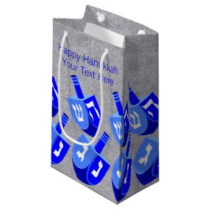 Hanukkah Dreidels In Blue Pattern Small Holiday Small Gift Bag