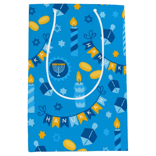 Hanukkah Dreidels Medium Gift Bag (Front)