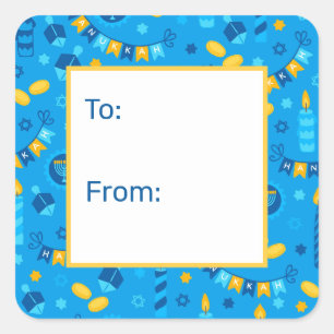 Hanukkah Dreidels To From Square Sticker