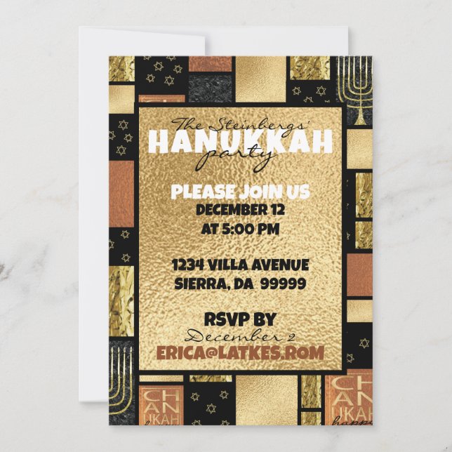 Hanukkah Elegant Montage Invitation (Front)