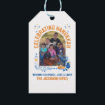 HANUKKAH FAMILY Customisable Photo  Gift Tags<br><div class="desc">Personalizable family HANUKKAH Gift Tags with CUSTOMIZABLE TEXT AND PHOTO. Add your details and upload your vertical photo on the front. The reverse has been left plain for any personal handwritten thank you messages. Design features the arched window design with Hanukkah elements of Star of David, menorah and dreidel. Matching...</div>
