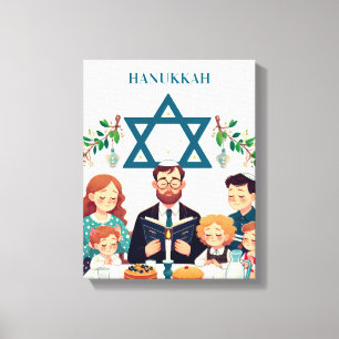 Hanukkah Family Meal Canvas Art