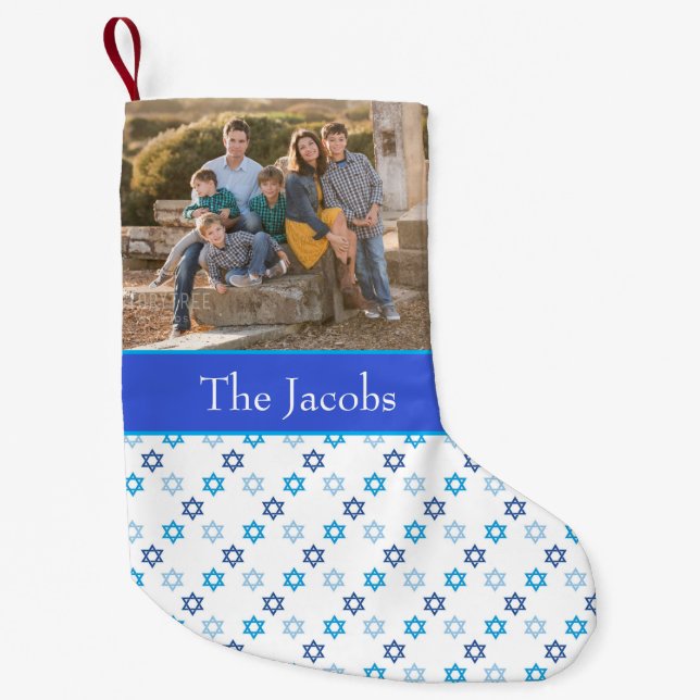 Hanukkah Family Photo Small Christmas Stocking (Front)