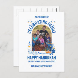 HANUKKAH FAMILY REUNION Customisable Photo  Postcard