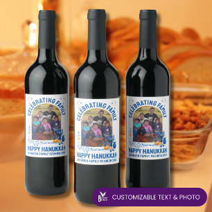 HANUKKAH FAMILY REUNION Customisable Photo  Wine Label