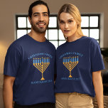 Hanukkah Family Reunion Personalised Menorah T-Shirt<br><div class="desc">Cute custom Hanukkah t-shirts for a Jewish family reunion or Chanukah party with a synagogue. Personalise with your own last name or group information in blue around the pretty menorah.</div>