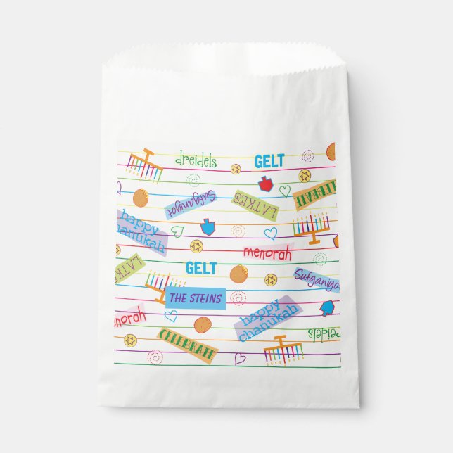 Hanukkah Favour Bag, "Chanukah Party" Bags (Front)