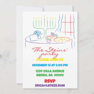 Hanukkah Feastable of Light White Invitation