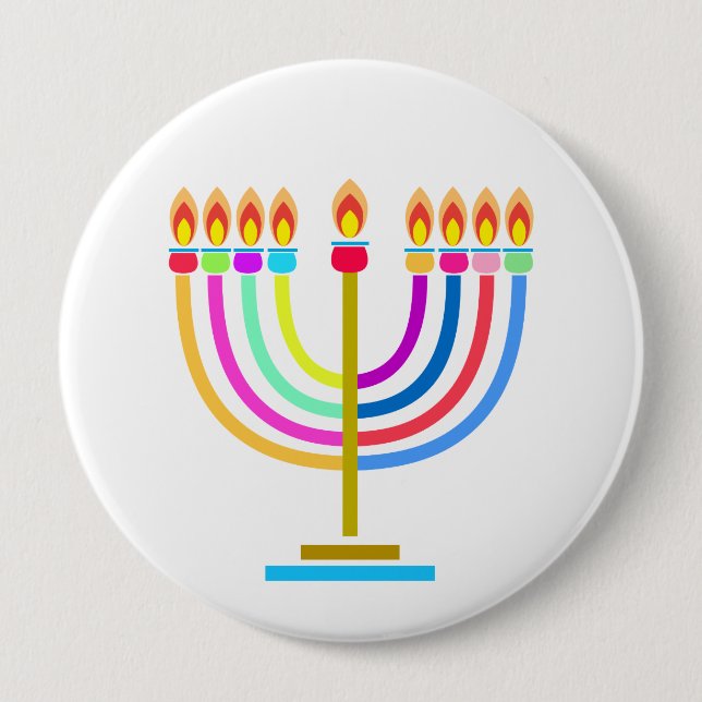 Hanukkah Festival Menorah decorative rainbow colou 10 Cm Round Badge (Front)