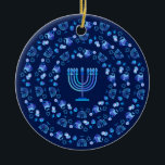 Hanukkah Festival of Lights Party Mandala Blue Ceramic Tree Decoration<br><div class="desc">Happy Hanukkah Festival of Lights Party Mandala navy blue colour decoration . Hanukkah Celebration - design for Home > Home Décor > Christmas Décor > Ornaments. Trendy design blue colour, traditional Chanukah symbols - wooden dreidels (spinning top), doughnuts, Hanukkiah - menorah - hanukkiah, candles, Blue star of David, Israeli flag...</div>