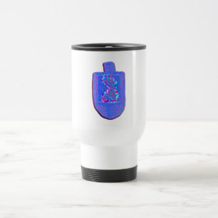 Hanukkah floral dreidel travel mug