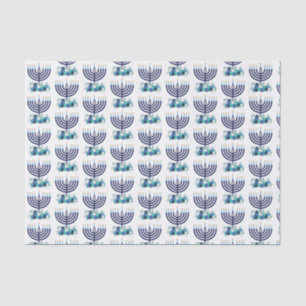Hanukkah Floral Menorah Pattern Tissue Paper