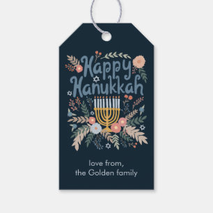Hanukkah Florals Hand-draw CUSTOM Gift Tags