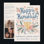Hanukkah FLorals Hand-drawn Art CUSTOM 4 PHOTO Holiday Card<br><div class="desc">Sweet dove drawing to wish someone happy holidays! Add your own photos and text! Click "personalise" to add your own photos and change the text on the front and back. You can also change colours and fonts, everything is customisable! Also available in my shop in different colours and style, as...</div>