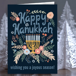 Hanukkah FLorals Hand-drawn Art CUSTOM  Holiday Card